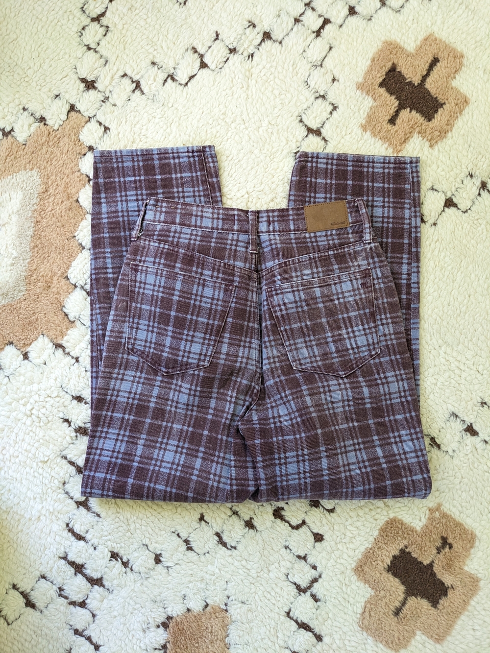 Madewell The Perfect Vintage Straight Jean In Cabernet Plaid - Picture 3 of 6